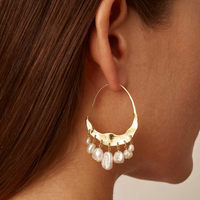 Crescent Pearl & Gold Earrings