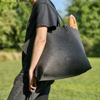 Hana Merino Wool Boat Bag Charcoal
