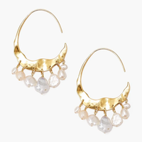 Crescent Pearl & Gold Earrings