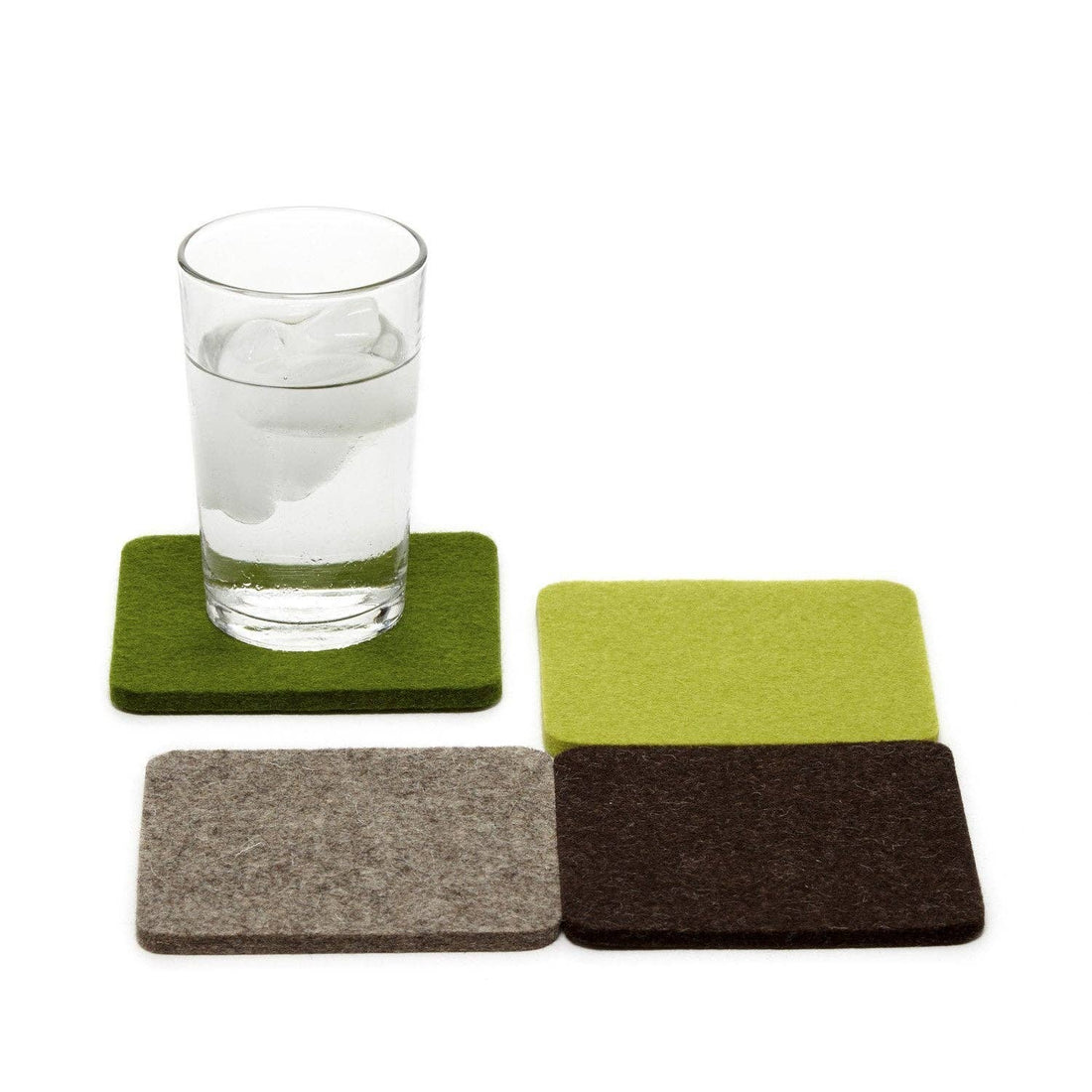 Bierfilzl Merino Wool Felt Square Coaster 4 Pack Forest
