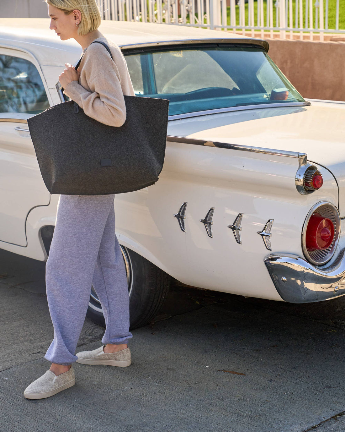 Hana Merino Wool Boat Bag Charcoal