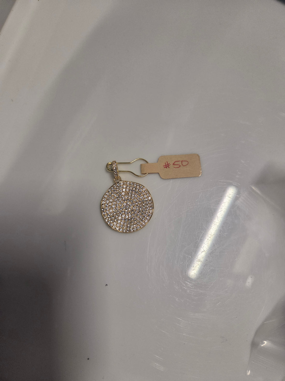 #50 TOPAZ NAVY DISC - GOLD VERMEIL