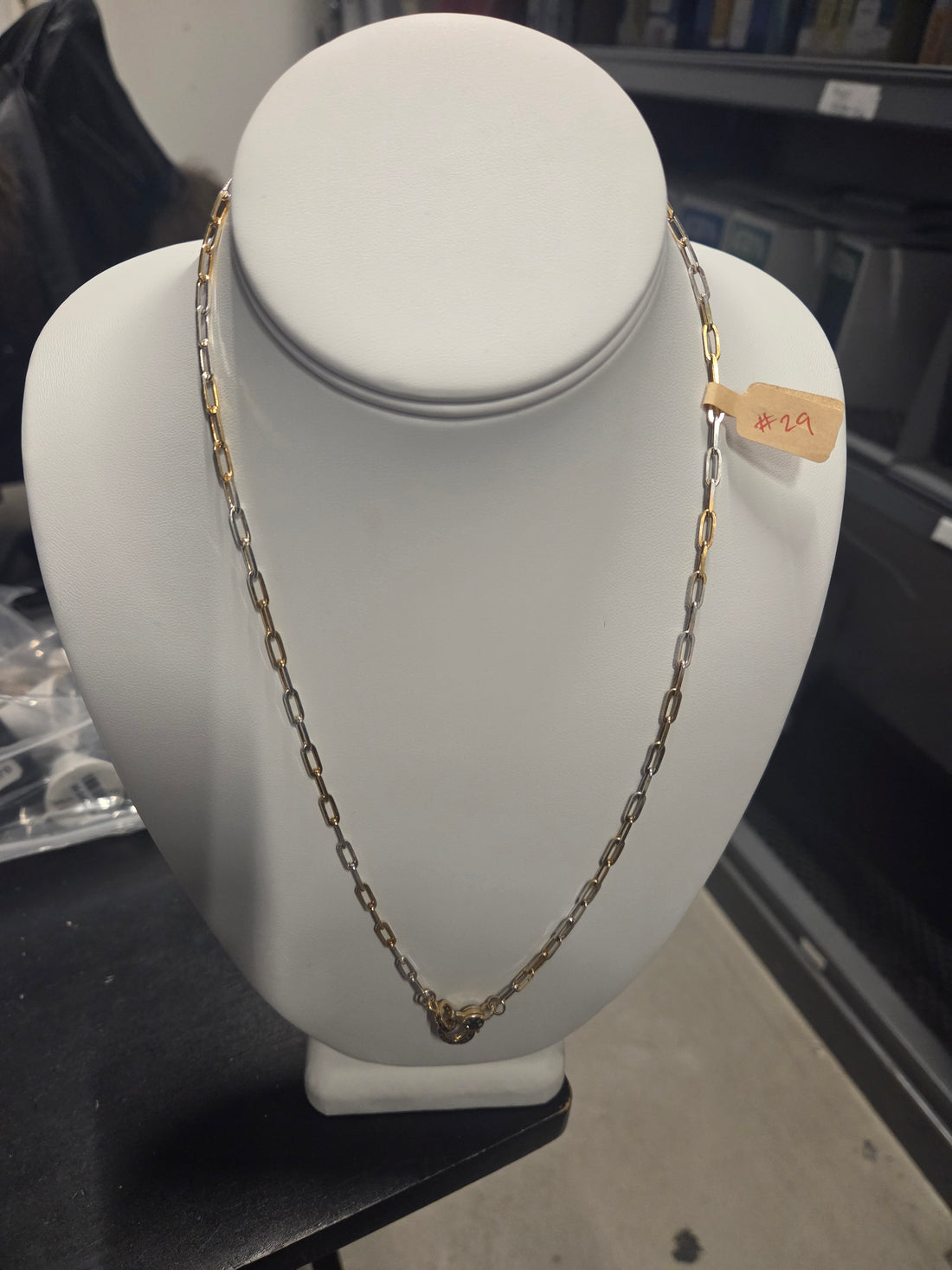 #29 MAURY DIAMOND LOCK TWO TONE CHAIN