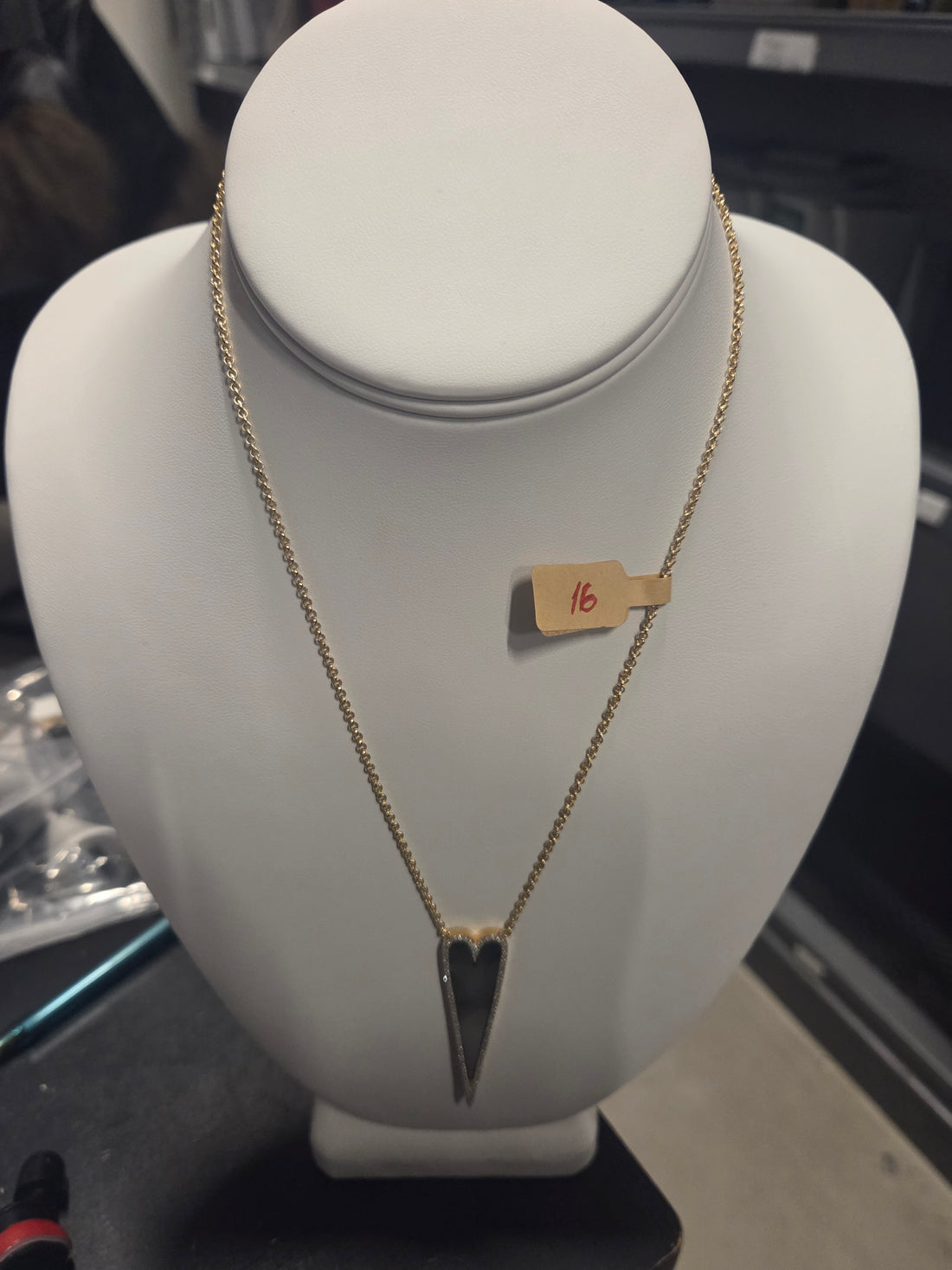 #16 MOTHER OF PEARL HEART GOLD VERMEIL