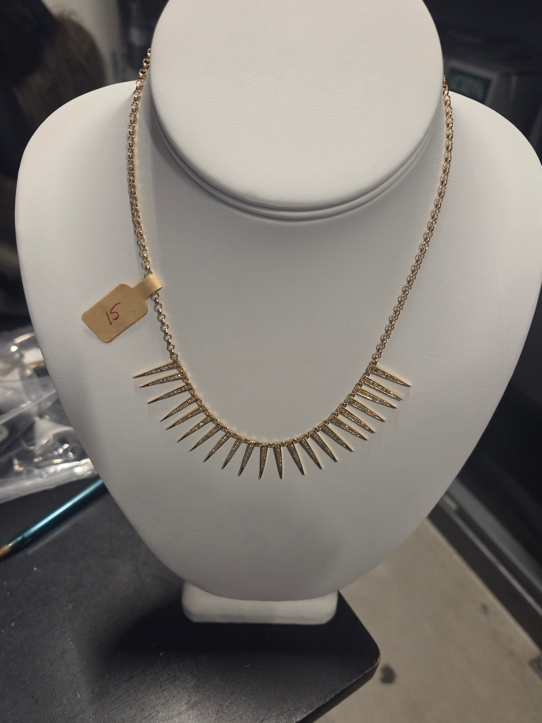 #15 1/2 SPIKE GOLD VERMEIL DIAMOND