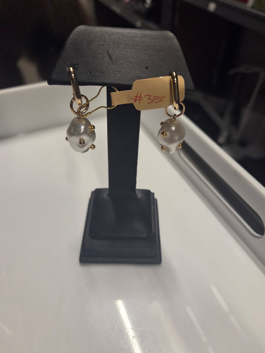 #35 PEARL KNOB DROP EARRINGS