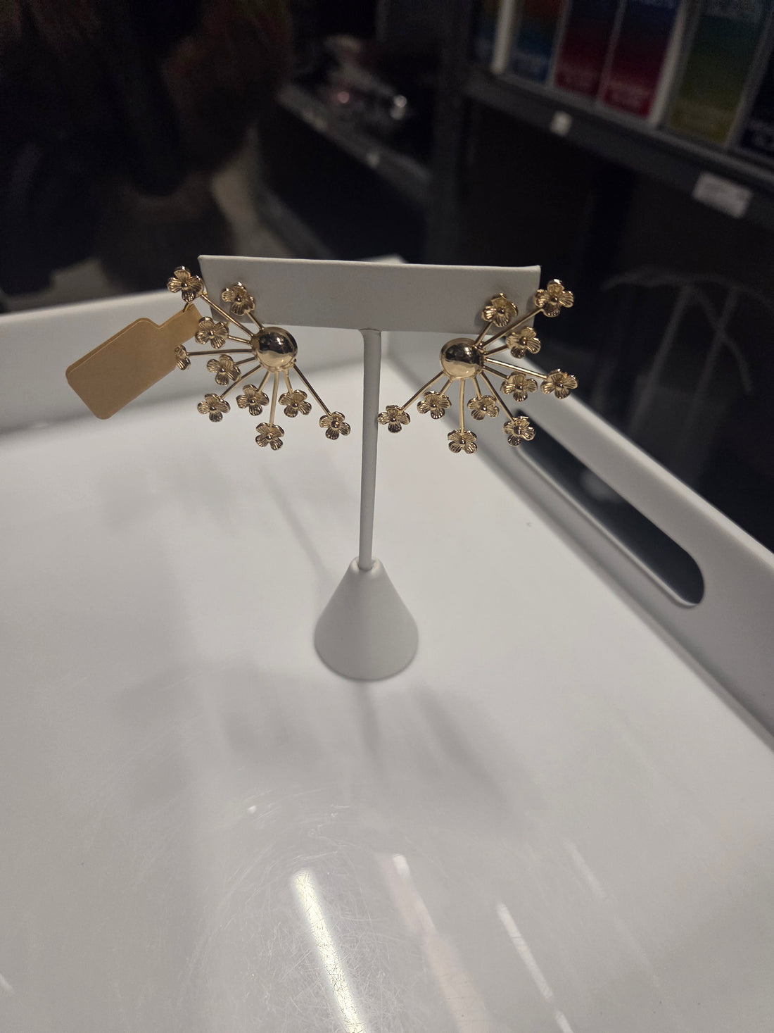 #37 RAYS OF FLOWERS GOLD OVERLAY EARRINGS