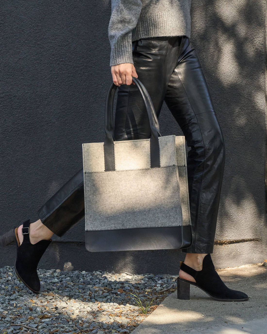 Jaunt Merino Wool Tote Granite, Heather White & Black