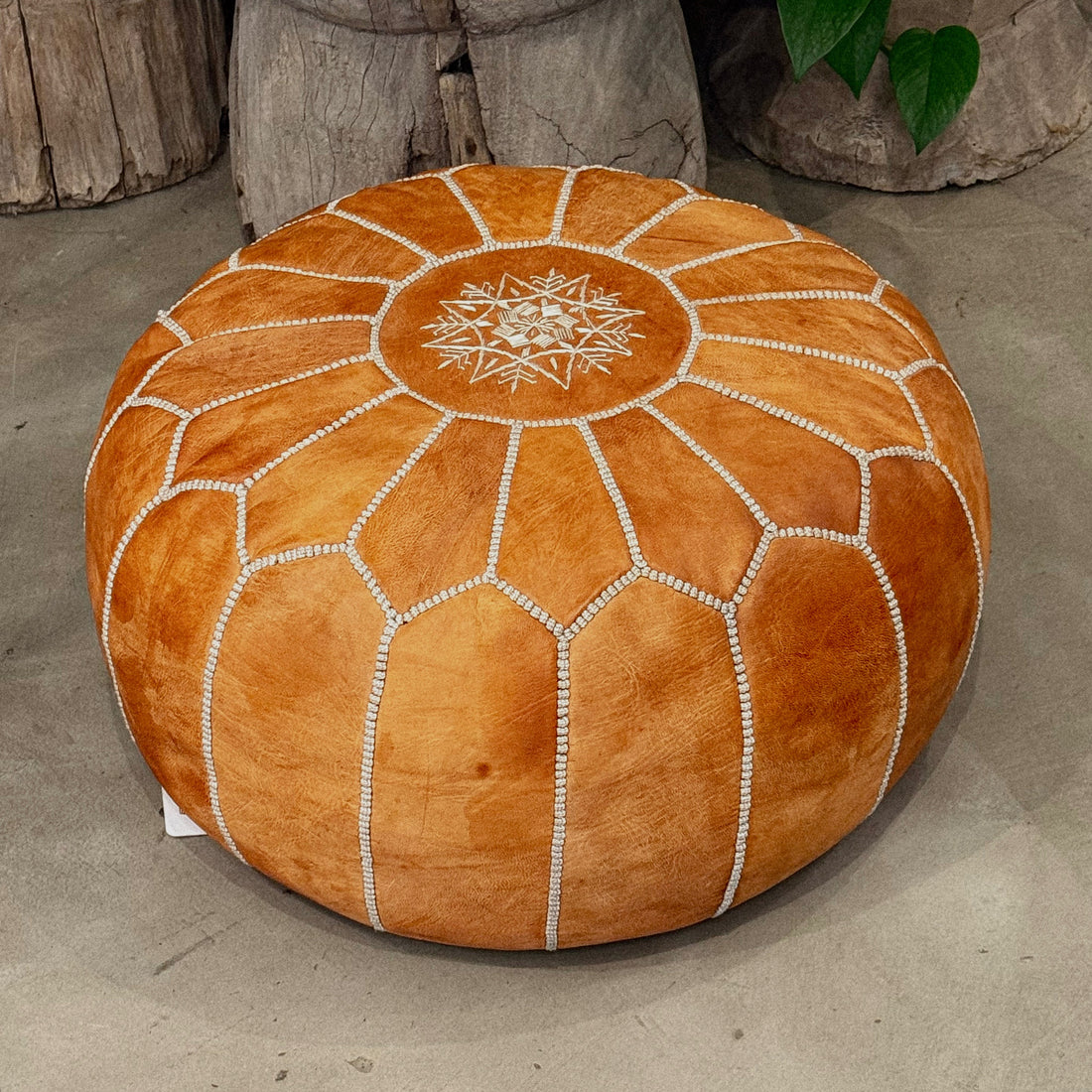 TAN MOROCCAN LEATHER POUF