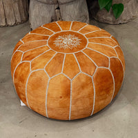 TAN MOROCCAN LEATHER POUF