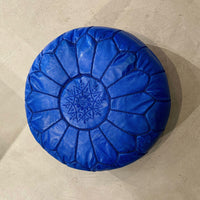 BLUE MOROCCAN LEATHER POUF