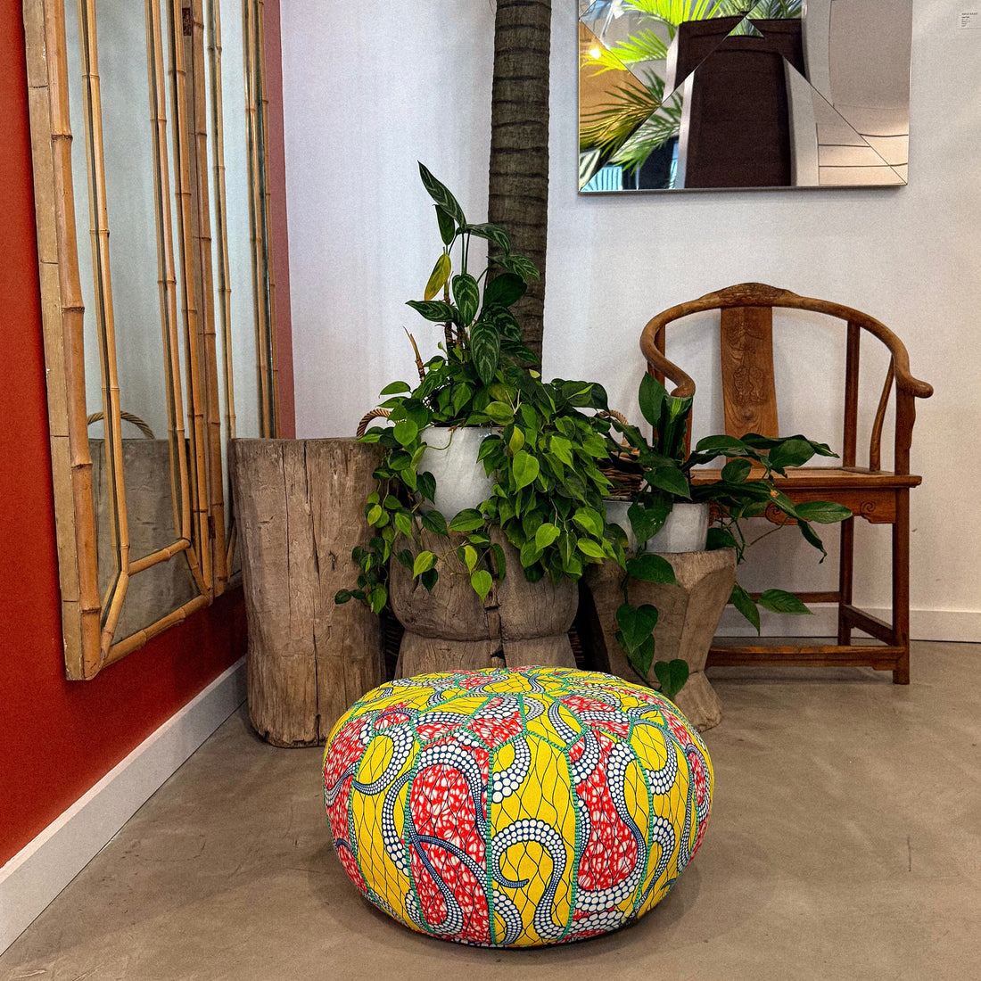 YELLOW MOROCCAN FABRIC POUF