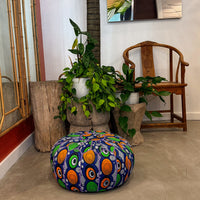 BLUE MOROCCAN FABRIC POUF