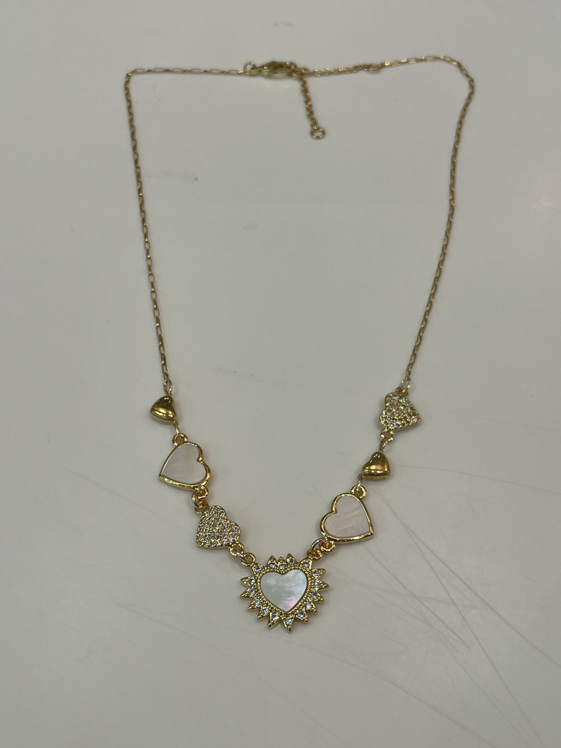 #HH9 HARVEY CZ & GOLD OVERLAY HEART CHARM NECKLACE