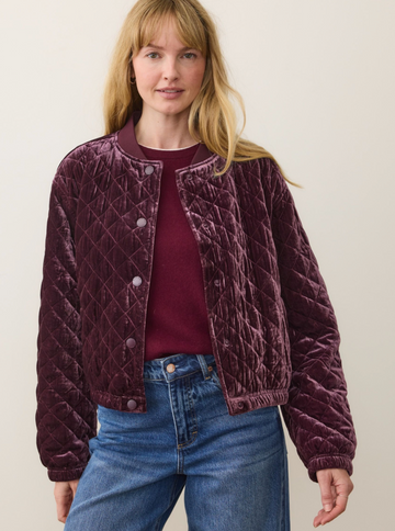 ANITA VELVET QUILTED BOMBER JACKET