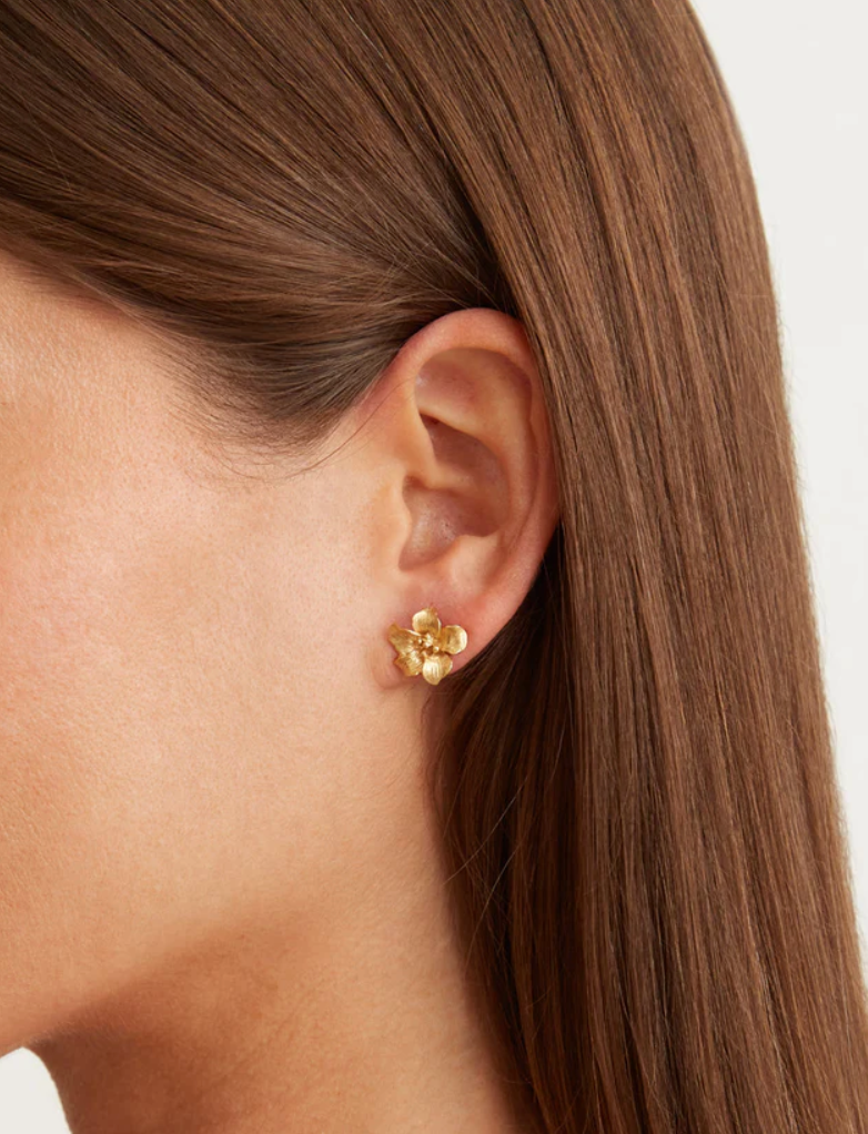 Gold Hibiscus Stud Earrings