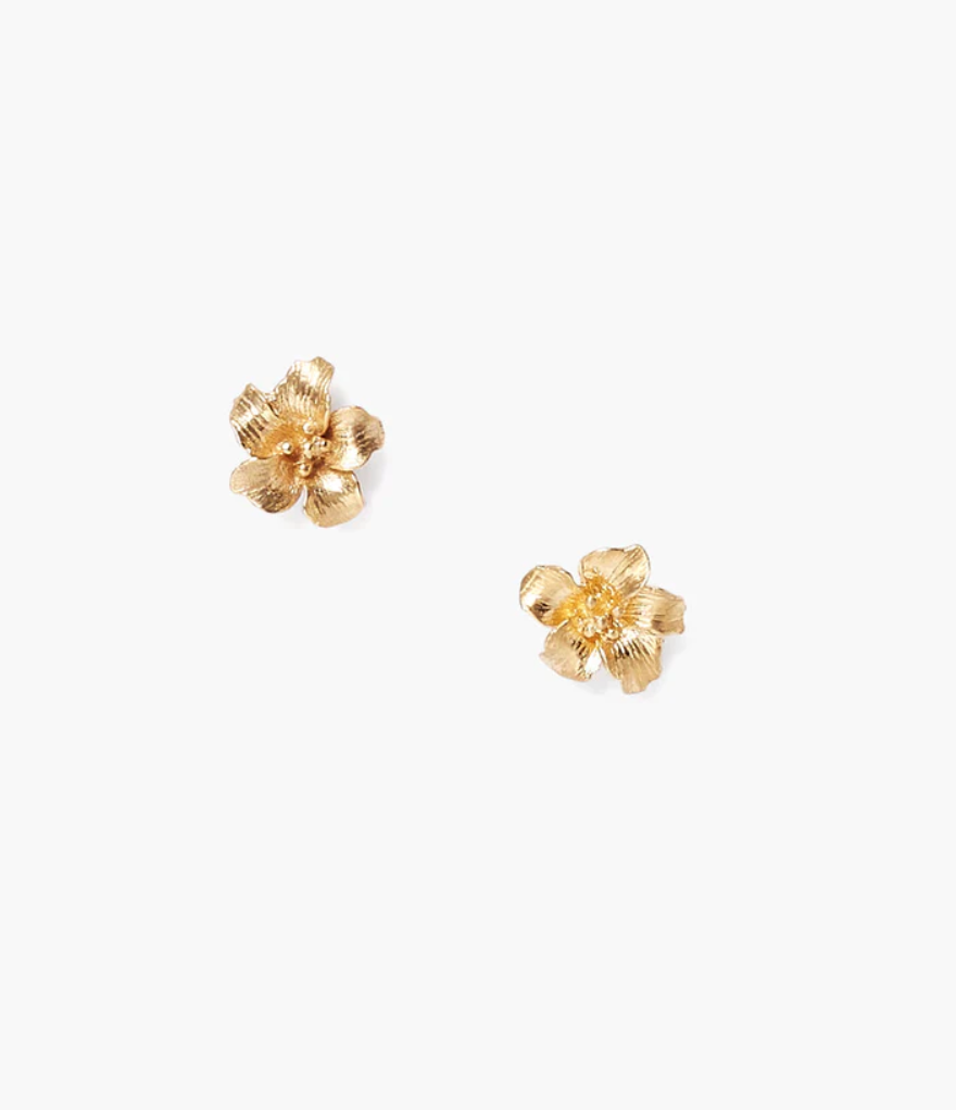 Gold Hibiscus Stud Earrings