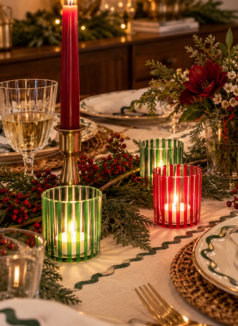 Striped Holiday Votive