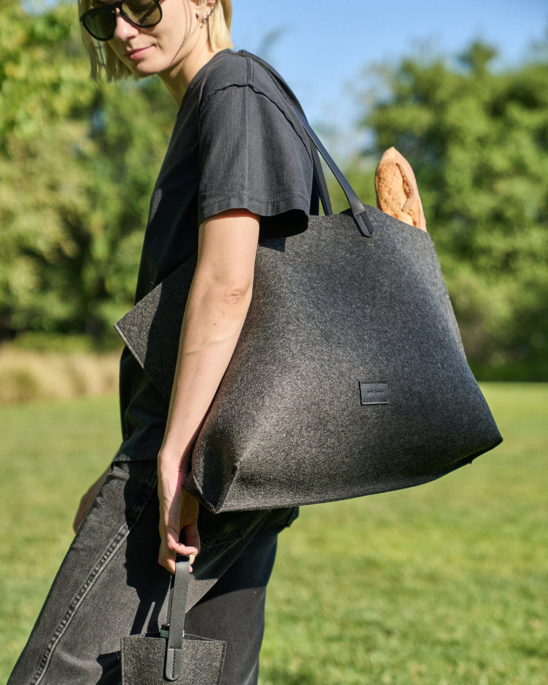 Hana Merino Wool Boat Bag Charcoal