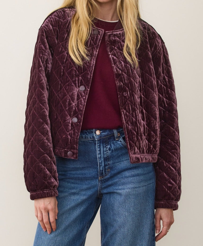 ANITA VELVET QUILTED BOMBER JACKET
